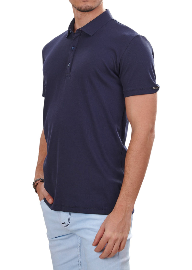 Navy Tonal Stripe Class Polo