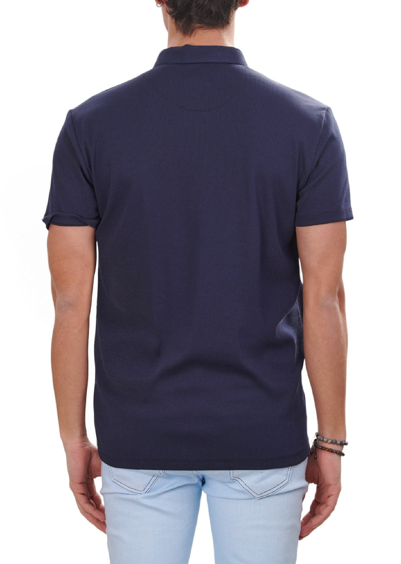 Navy Tonal Stripe Class Polo
