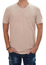 Beige Grid Pattern Tech Print Tee