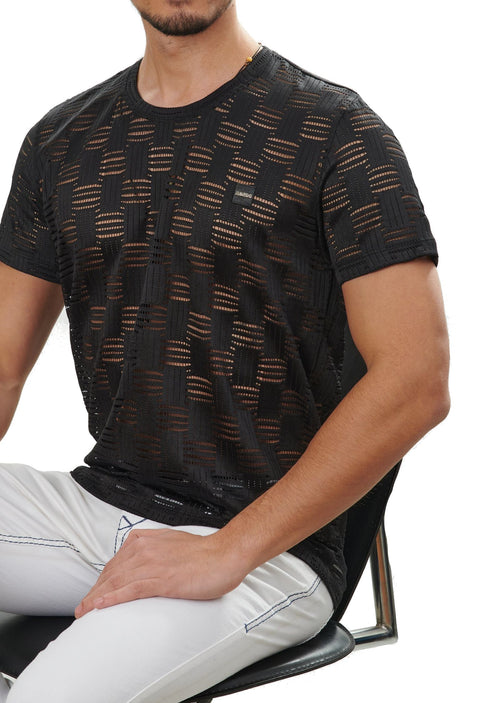 Black Crochet Knit Tee