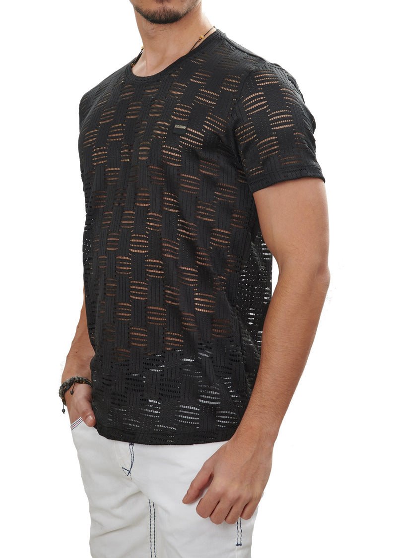 Black Crochet Knit Tee