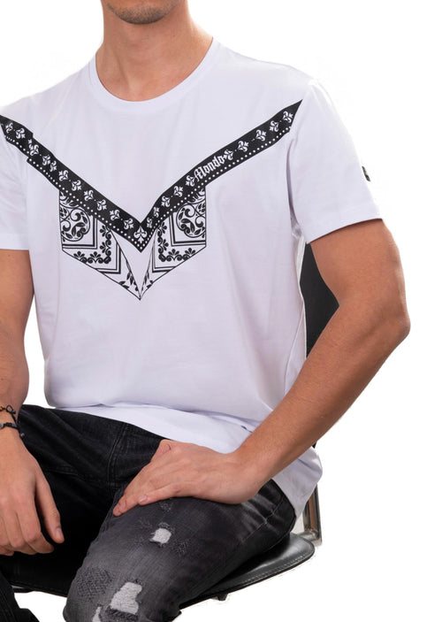 White Fleur De Lis & Bandana Print Tee