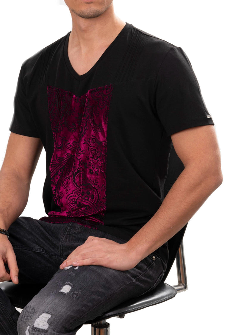 Black Purple Partial Velvet Tee