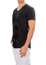 Black Leopard Partial Velvet Tee