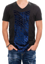 Black Zebra Partial Velvet Tee