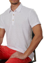 White Square Luxe Knit Polo