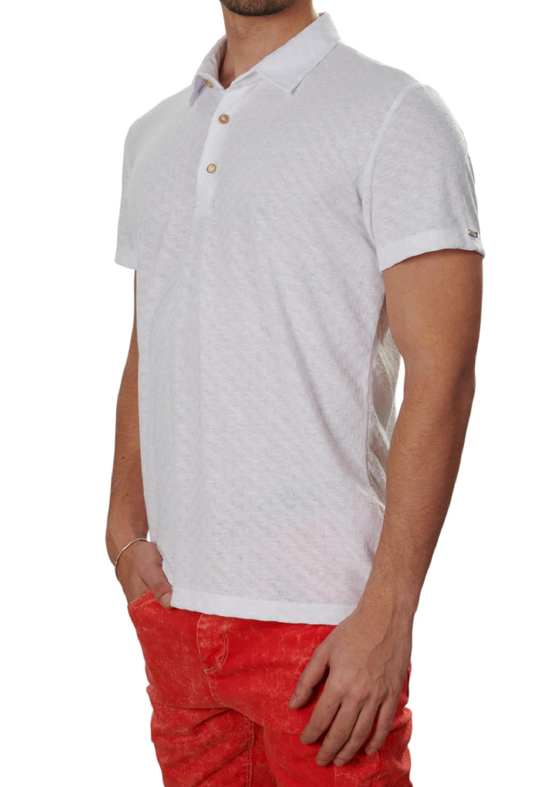 White Square Luxe Knit Polo