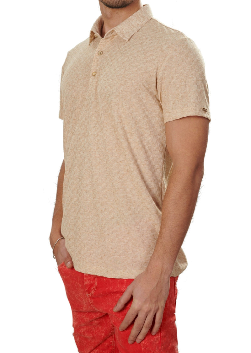 Beige Square Luxe Knit Polo