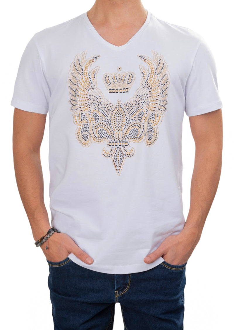 White Fleur Delis Rhinestone Tee