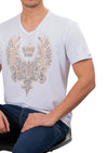 White Fleur Delis Wings Rhinestone Tee