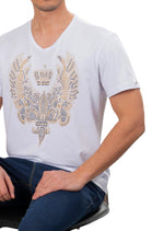 White Fleur Delis Rhinestone Tee