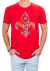 Red Fleur De Lis Rhinestone Tee