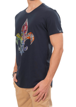 Navy Fleur De Lis Rhinestone Tee