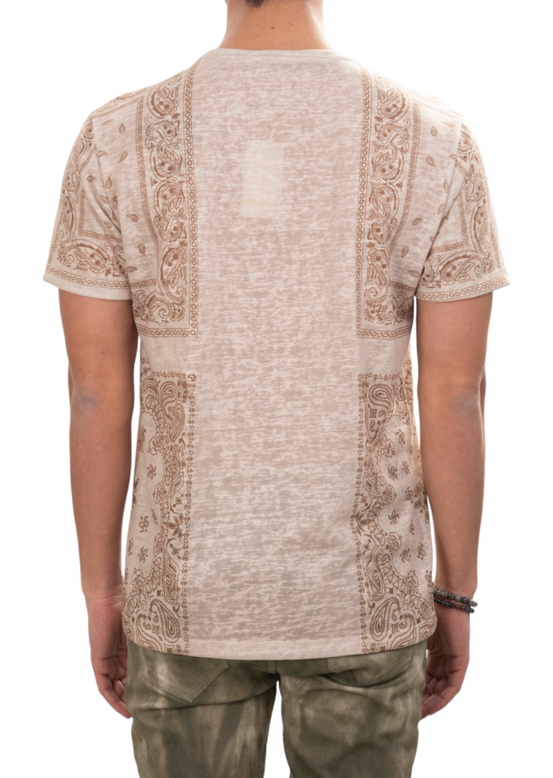 Beige Partial Bandana Linen Tee