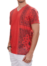 Red Partial Bandana Linen Tee