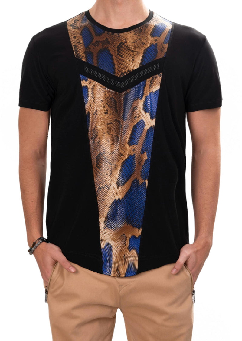 Black Blue Snake Studded Tee