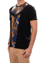 Black Blue Snake Studded Tee