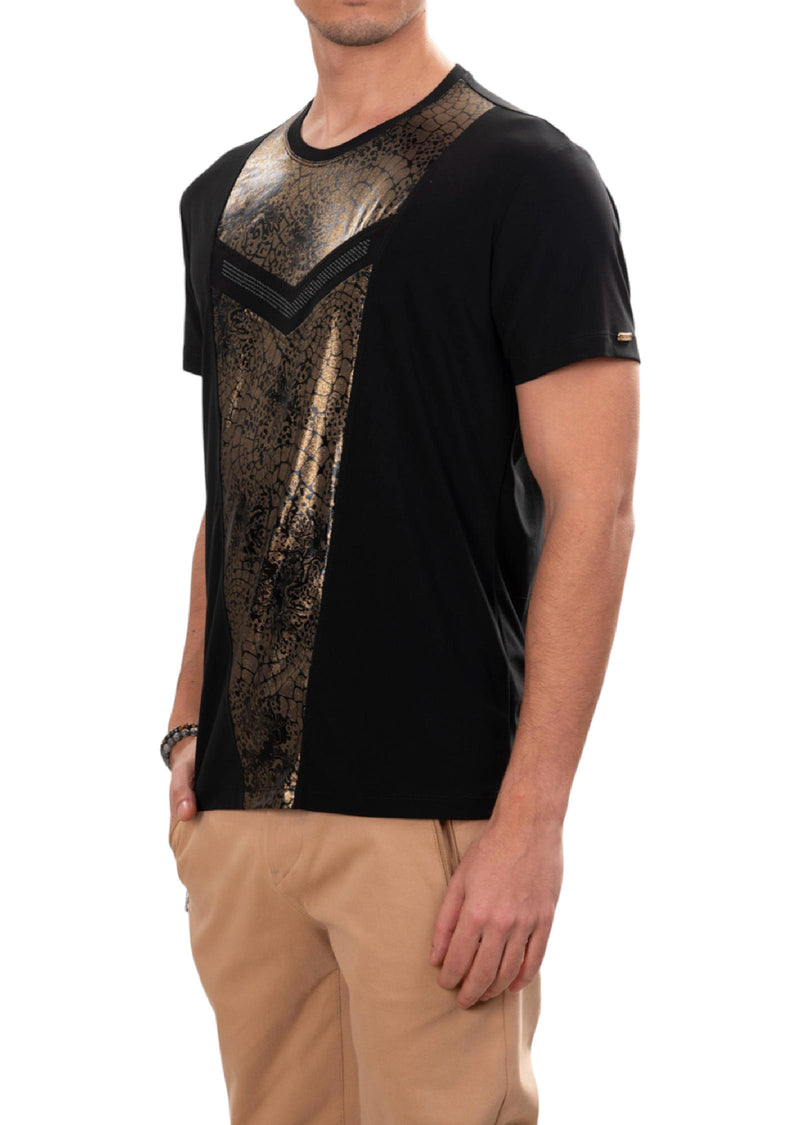 Black Gold Snake Studded Tee