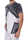 Black Partial Bandana Print Tee