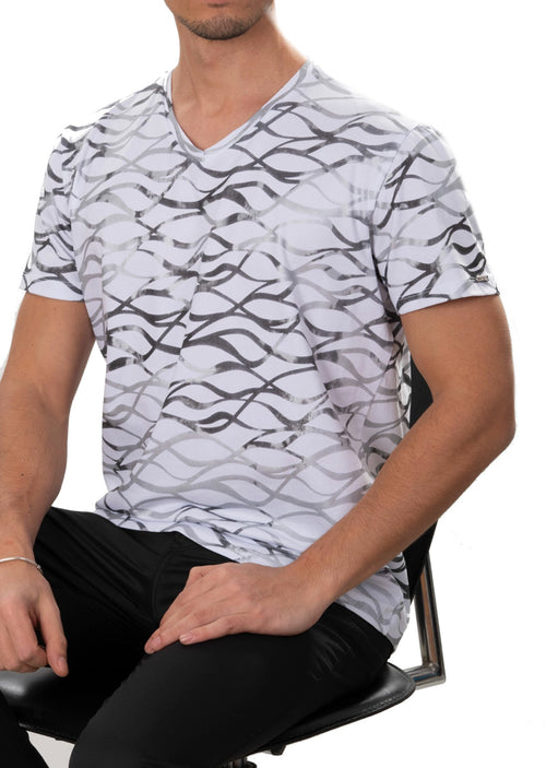 White Silver Wave Knit Tee