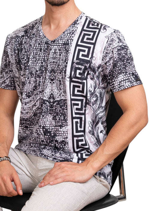 Black Gray Mosaic Border Tee