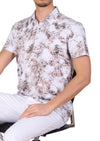 White Bronze Paisley Spandex Polo