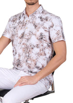 White Bronze Paisley Spandex Polo