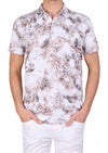 White Bronze Paisley Spandex Polo