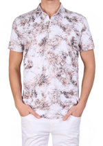 White Bronze Paisley Spandex Polo