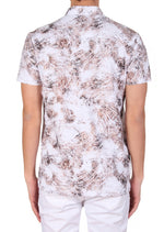White Bronze Paisley Spandex Polo