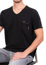 Black Pocket Stitches Knit Tee