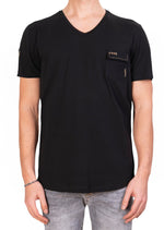Black Pocket Stitches Knit Tee
