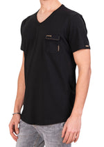 Black Pocket Stitches Knit Tee