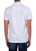White Studded Johnny Collar Polo
