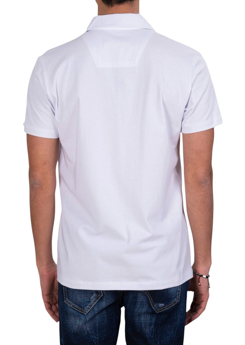 White Studded Johnny Collar Polo