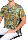 Beige Green Leopard Print Tee