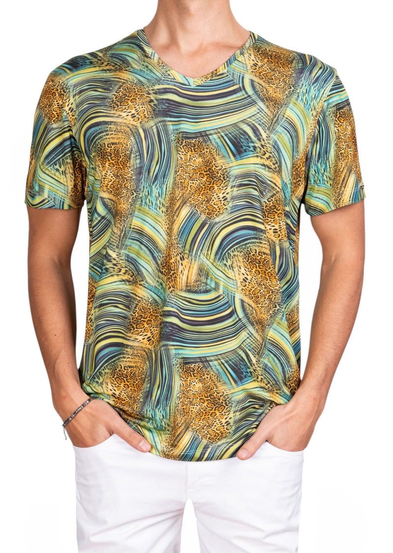 Beige Green Leopard Print Tee
