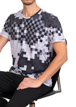 Black Gray Pixel Print Tee