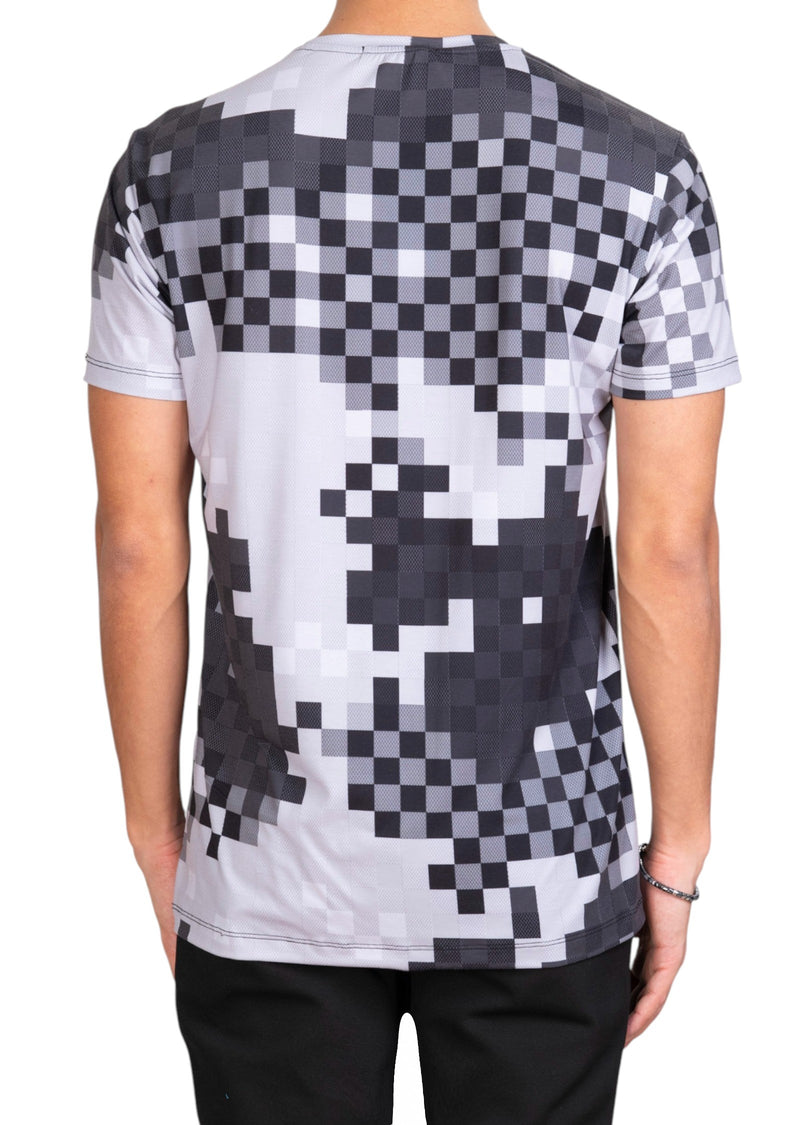 Black Gray Pixel Print Tee