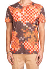 Orange Brown Pixel Print Tee