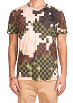 Green Brown Pixel Print Tee