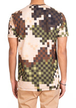 Green Brown Pixel Print Tee