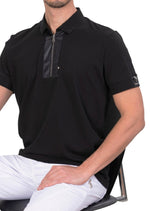 Black Coated Zipper Knit Polo
