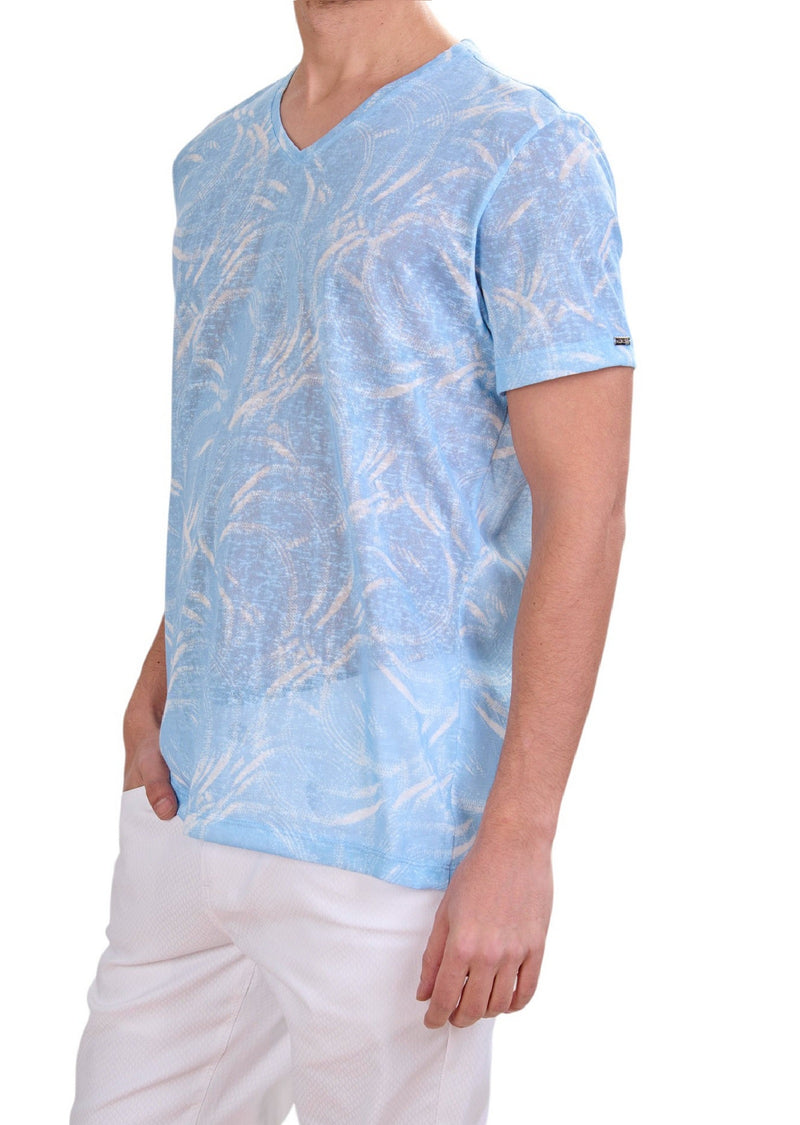 Blue Splash Print Linen Tee