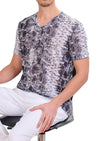 Black Snake Print Linen Tee