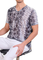 Black Snake Print Linen Tee