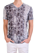 Black Snake Print Linen Tee