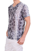 Black Snake Print Linen Tee