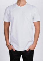 White Tonal Stitches Knit Tee