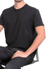 Black Tonal Stitches Knit Tee